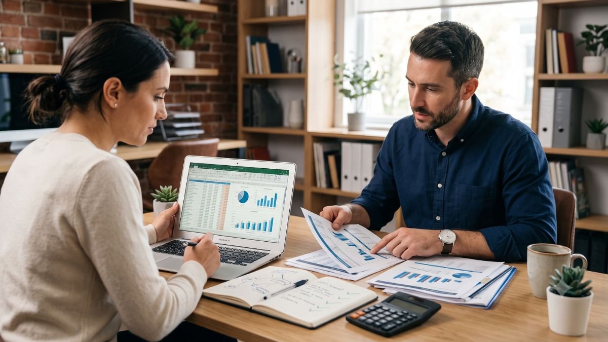 Empreendedor analisando documentos contábeis e financeiros
