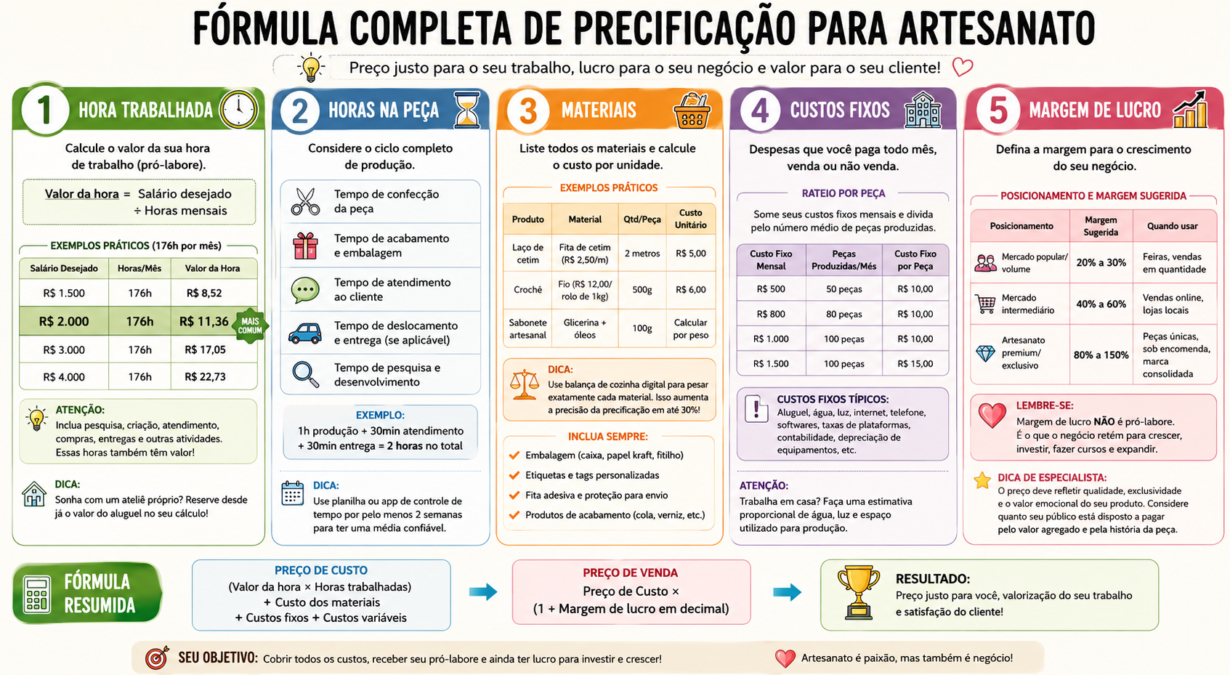 tabela com método de precificação de artesanato
