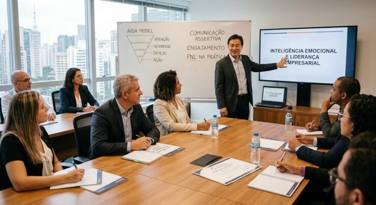 Empresa de Treinamento: Instituto Claudio Shen, ministrando palestra corporativa sobre Inteligência Emocional e Liderança Empresarial em São Paulo.